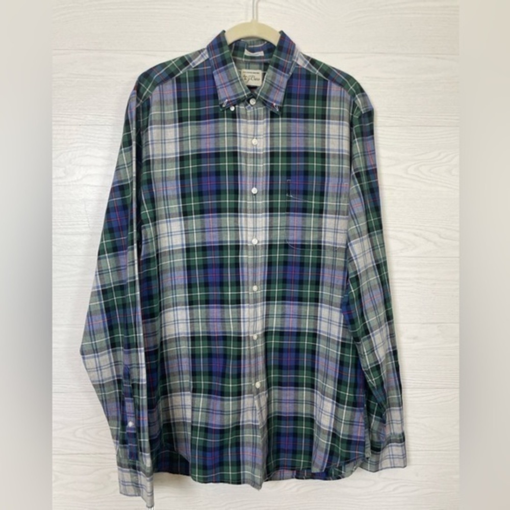 J Crew Classic Plaid Preppy Academic Button Down Long Sleeve Cotton Shirt M